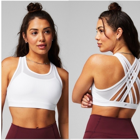 Fabletics Womens Faye High Impact Sports Bra in White - Picture 1 of 5